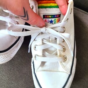 Converse White Rainbow Multi-Tongue Chuck Taylor Sneakers - Women's 7